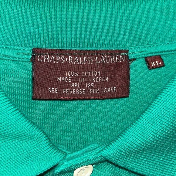 Vintage Chaps by Ralph Lauren Polo Golf Shirt Green Logo on chest 80s Deadstock - Picture 7 of 9